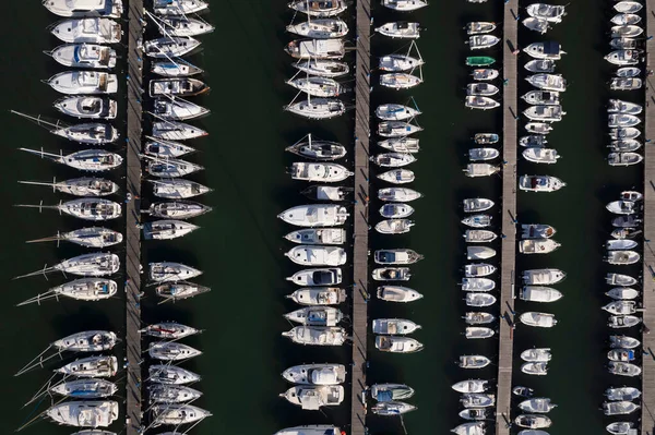 Documentación Fotográfica Aérea Los Barcos Amarrados Puerto Turístico Viareggio Toscana — Foto de Stock