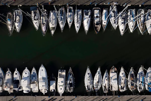 Documentazione Fotografica Aerea Delle Imbarcazioni Ormeggiate Nel Porto Turistico Viareggio — Foto Stock