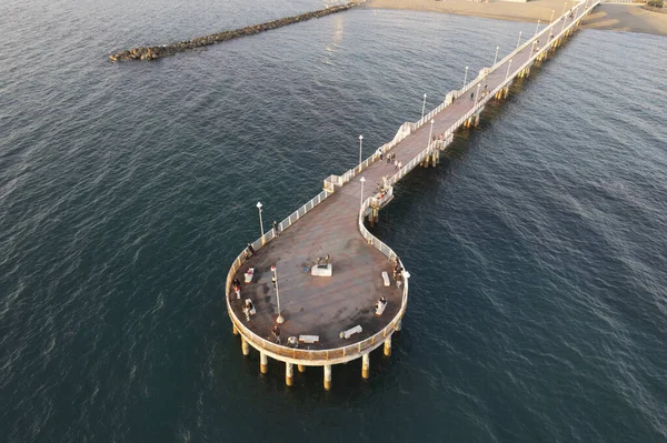 Documentación Fotográfica Aérea Atardecer Del Muelle Marina Massa Toscana Italia — Foto de Stock