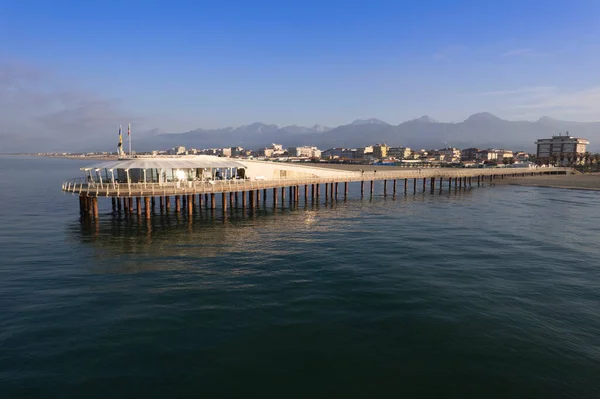 Daytime Air Photographographic Documentation Lido Camaiore Pier Tuscany Italy — стокове фото