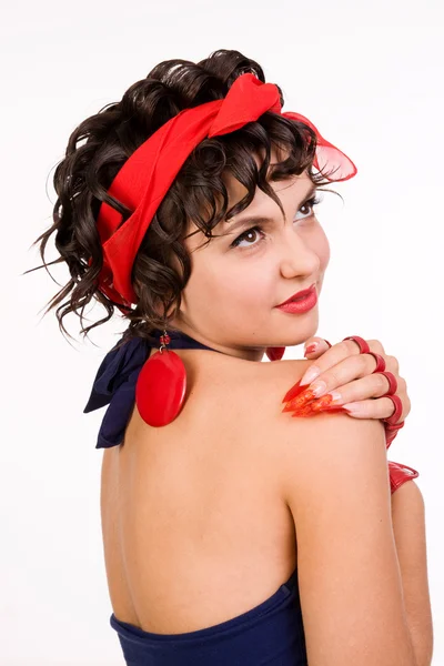 若い美しいスタイリッシュなレトロなブルネットの女性 — ストック写真
