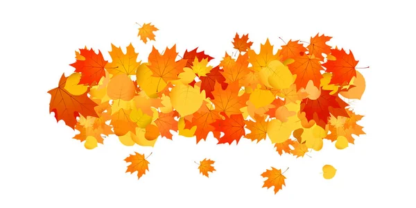 Pile Fallen Leaves Decorative Line Orange Yellow Red Autumn Leaves — Stock Vector