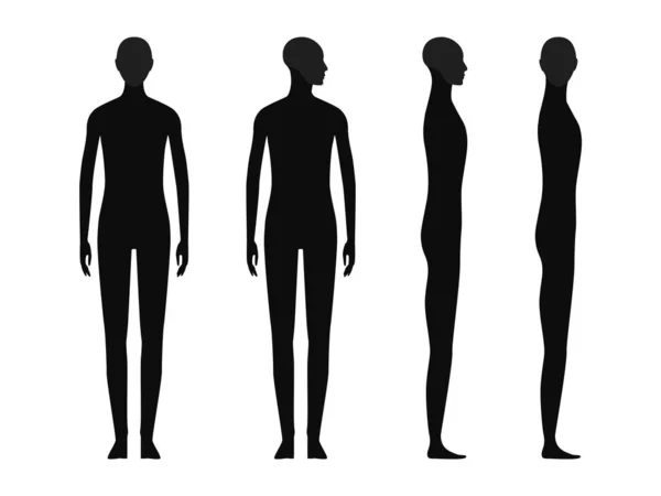 一个具有突出颅骨和下巴区域的不分性别的人的人体轮廓 — 图库矢量图片