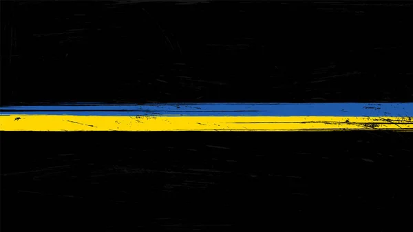 Bandiera sottile blu e gialla con traccia di vernice grunge - un segno per onorare e rispettare il popolo ucraino — Vettoriale Stock