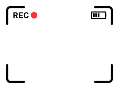 Video camera frame. Camcorder ui overlay. Videocamera frame with record indicator.
