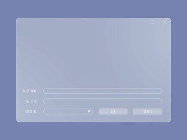 Şeffaf buzlu camdan oluşan sistem dosya kaşifi penceresi. Dosya yöneticisi plastik çerçeve