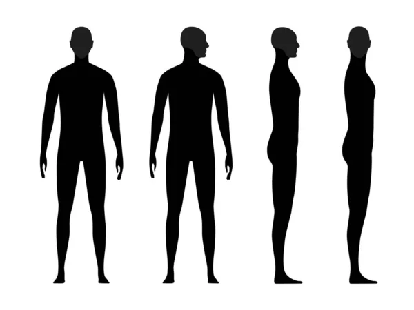 一个头盖骨和下巴突出的男性的人体轮廓 — 图库矢量图片