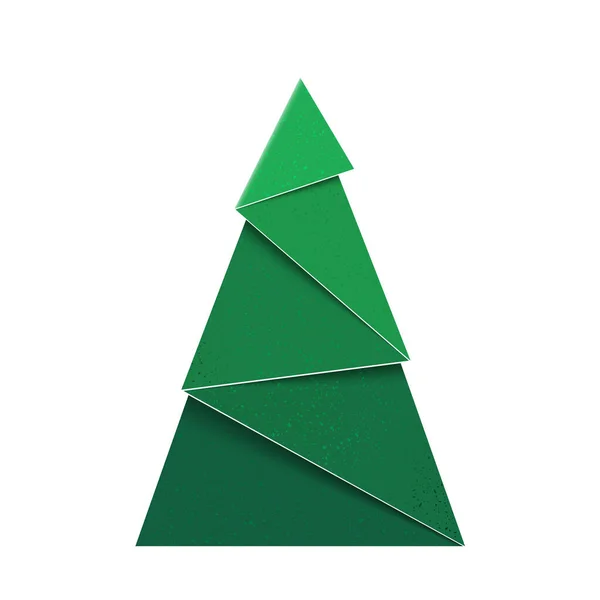 Glitter Textured Paper Christmas Tree Green Origami Fir — Stock Vector