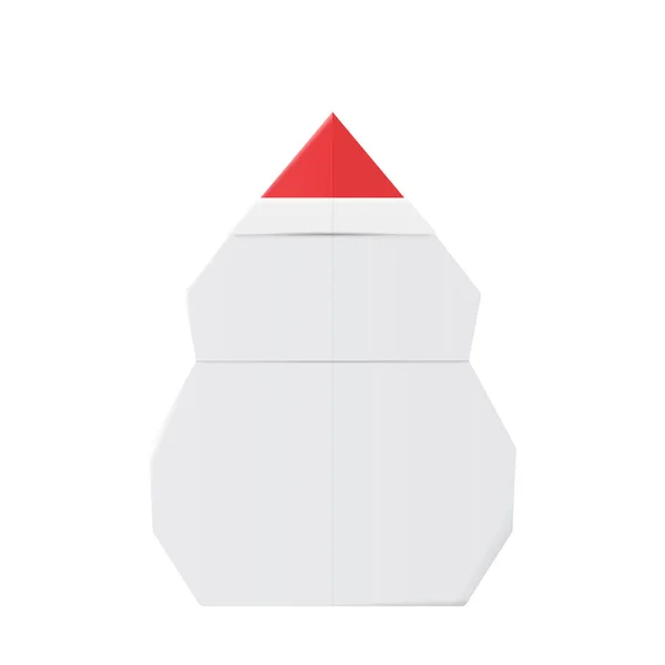 Papieren Sneeuwpop Gevouwen Origami Sneeuwpop Ornament — Stockvector