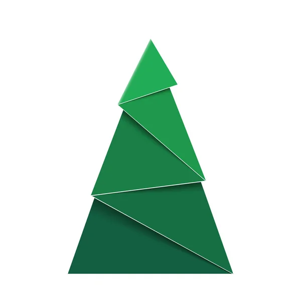 Paper Christmas Tree Green Origami Fir Ornament — 图库矢量图片