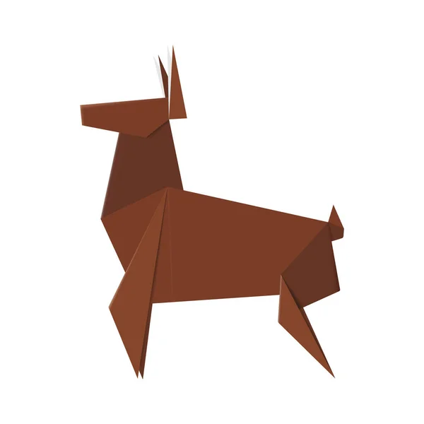 Paper Folded Deer Brown Origami Reindeer Ornament — Stockový vektor