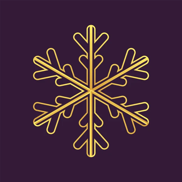 Thinline Golden Snowflake Icon Foil Snow Flake Stencil Blueprint — Stockvektor