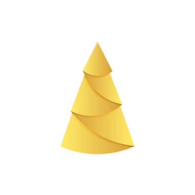 Altın Noel ağacı. Origami köknarı altın folyodan yapılmıştır.