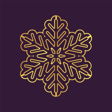 İnce çizgili altın kar tanesi ikonu. Folyo kar taneciği şablon planı