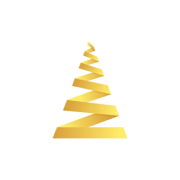 Stylized Golden Christmas Tree Origami Abstract Fir Made Gold Foil — Vector de stock