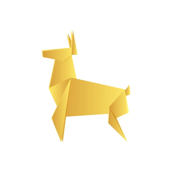 Origami Weihnachtsmann Hirsch Aus Goldfolie — Stockvektor