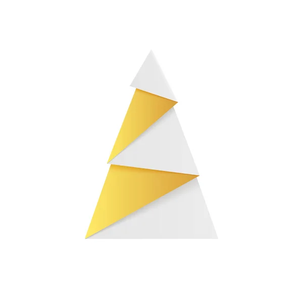 Golden Christmas Tree Origami Fir Made Gold Foil — Διανυσματικό Αρχείο