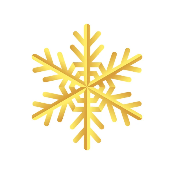 Golden Snowflake Icon Blueprint Snowflake Stencil Golden Foil — Stockvektor