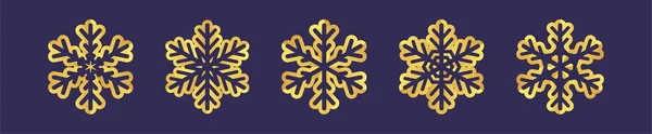 Golden Snowflake Icon Blueprint Snowflake Stencil Golden Foil — Vetor de Stock