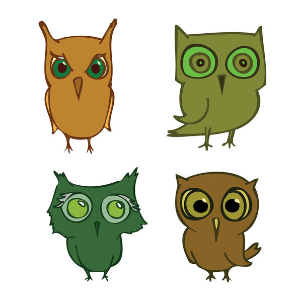 Set of cartoons owls