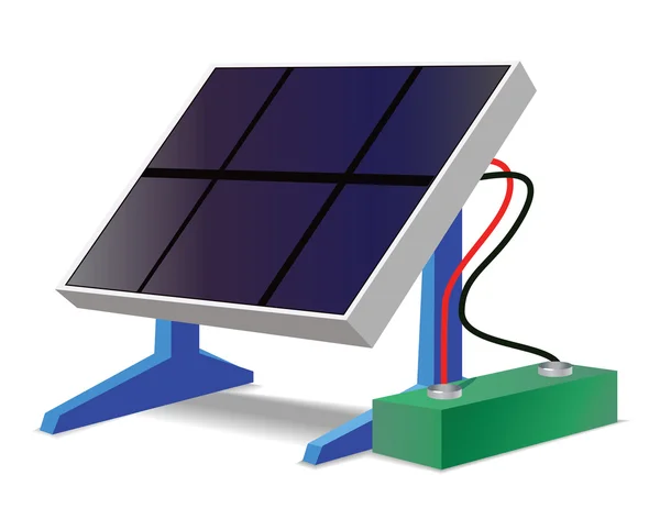 Panel surya dan baterai - Stok Vektor