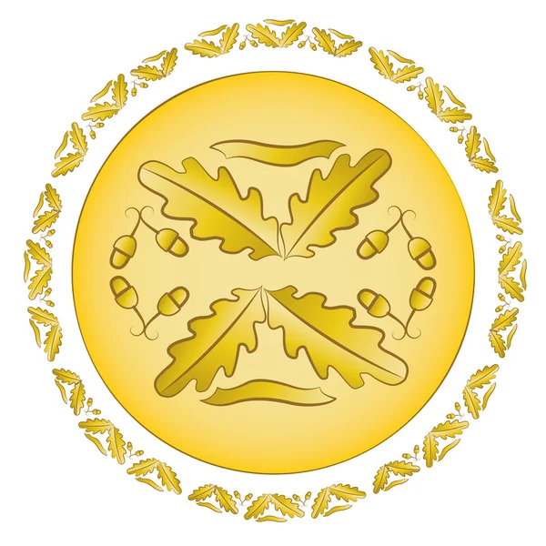 Adorno de oro de roble — Vector de stock