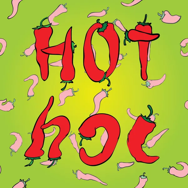 Rode hot chili papieren inscriptie — Stockvector