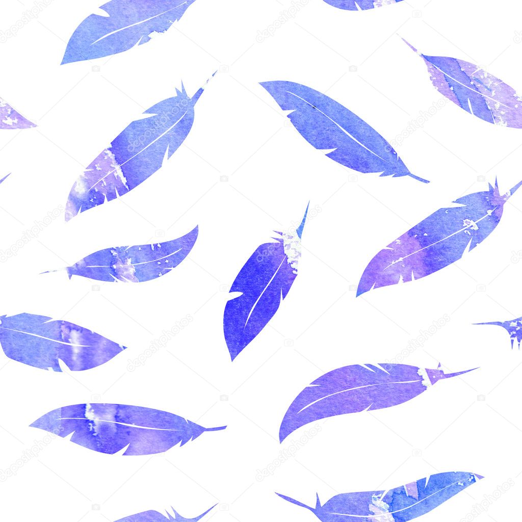 seamless feather blue watercolor
