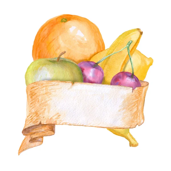 Fruit composition water color banner — Stock Photo, Image