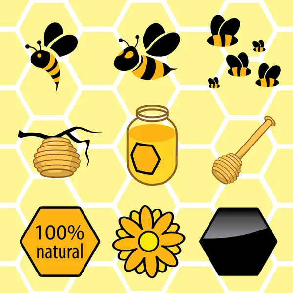 Icons set honey — Stock Vector