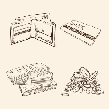 eski vintage para izi çizimi