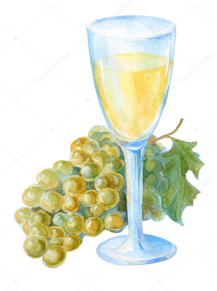watercolor glass of wine