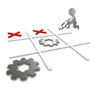 bir karakteri oynamak ve tic tac toe gears ile kazanma
