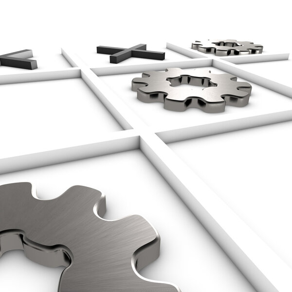 Tic Tac Toe winning vision with gears