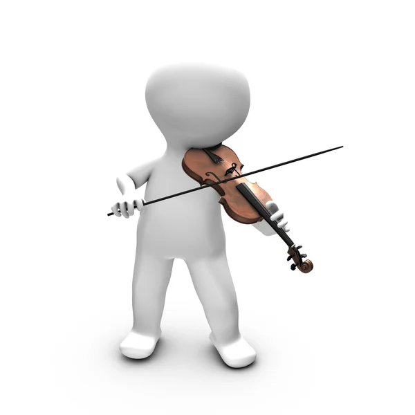 3d 사람 바이올린을 연주 즐기고. 스톡 이미지