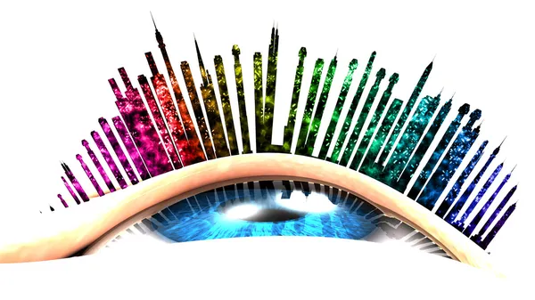 This illustration conceptualizes an urban vision with firework. — Stock Photo, Image