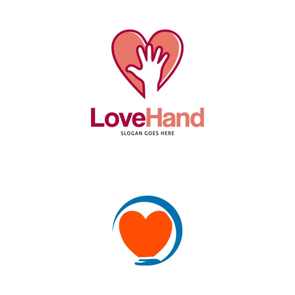 Set Heart Care Logo Design Template Vector Icon Illustration — Stock Vector