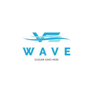 İlk Harf VS Dalga Simgesi Vektör Logo Şablonu Çizim Tasarımı