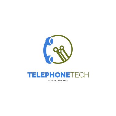 Telefon Teknolojisi Simge Vektörü Logo Şablonu Çizim Tasarımı
