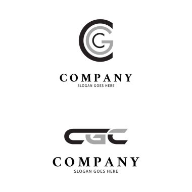 İlk Harf Harfi CGC Simgesi Logo Şablonu Çizim Tasarımı