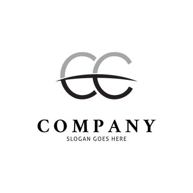İlk Harf CC Simge Vektör Logo Şablonu Çizim Tasarımı