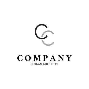 İlk Harf CC Simge Vektör Logo Şablonu Çizim Tasarımı
