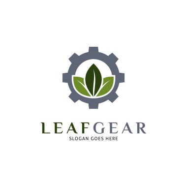 Leaf Gear Icon Vector Logo Template Illustration Design