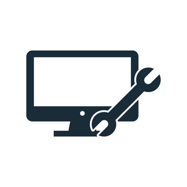 Monitor Lcd Led Wrench Icon Design Template Elements — Stockvektor