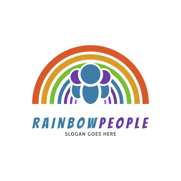 Rainbow People Icon Vector Logo Template Illustration Design — Stock Vector