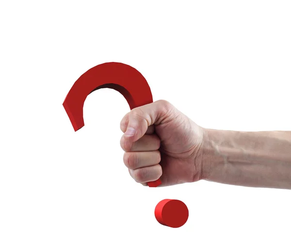 Male hand holding up a question mark — Stock Photo, Image