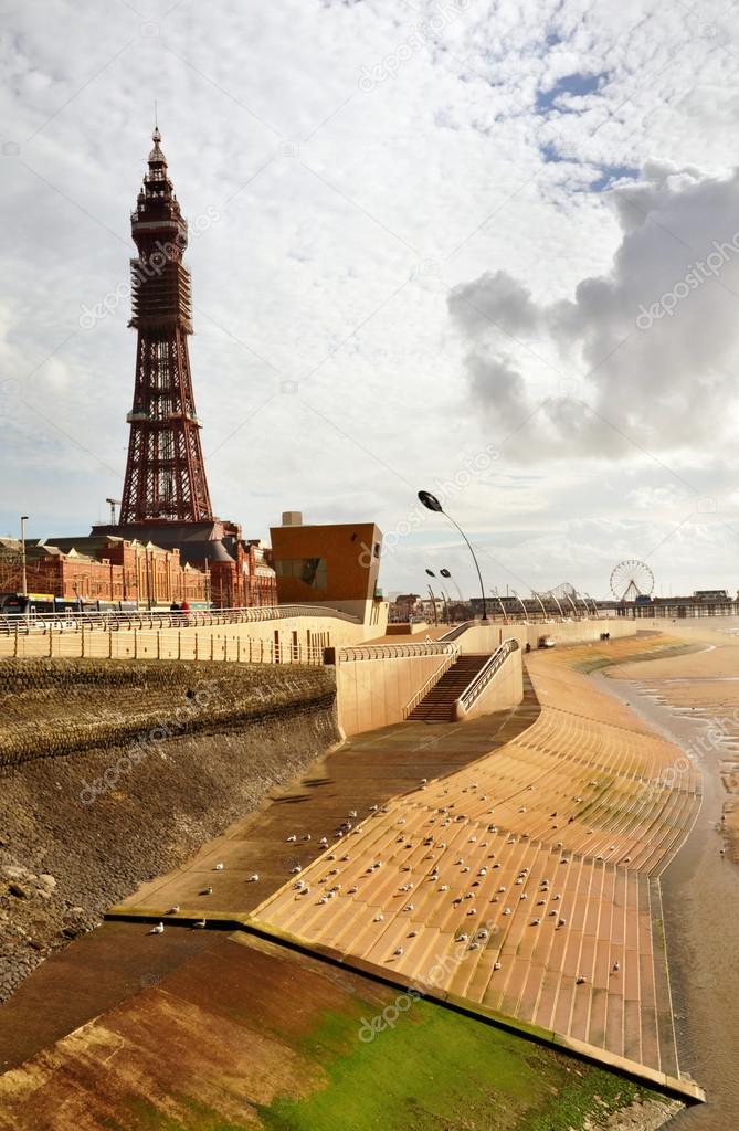 Blackpool Tower viewed from the seafront.