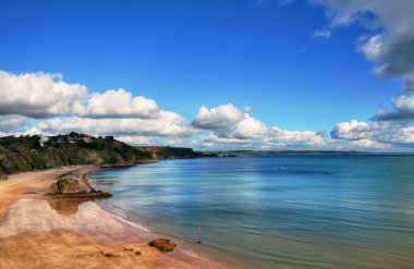 Sweeping view of North Beach, Tenby. clipart