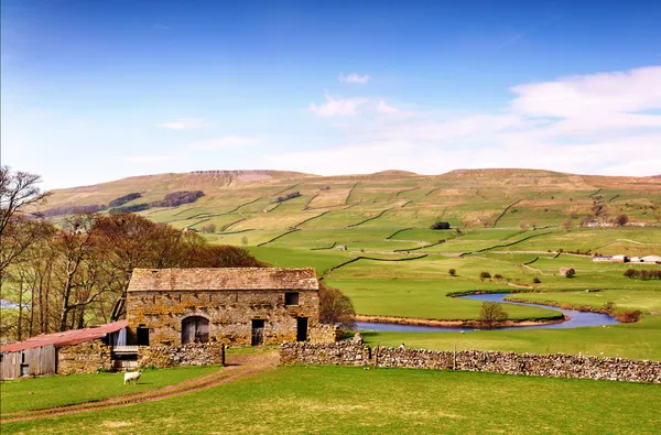 Barn near River Ure in the Yorkshire Dales — Stock Photo, Image