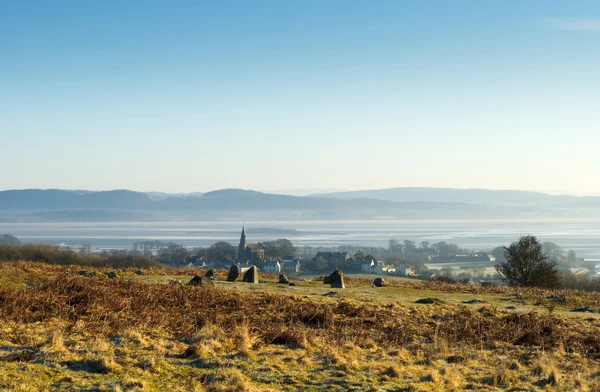 Birkrigg stone circle and Bardsea Church — Stock Photo, Image